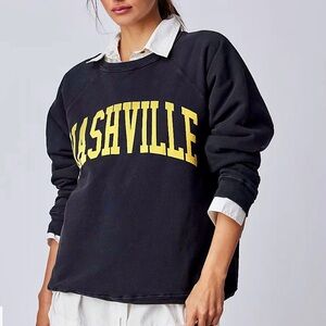 NWOT Free People Black and Yellow Nashville Sweatshirt - XL